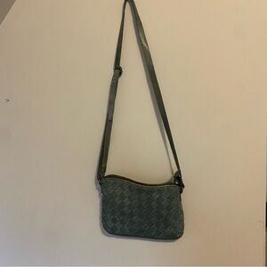 Vilenca Blue Leather Quilted Crossbody Bag purse